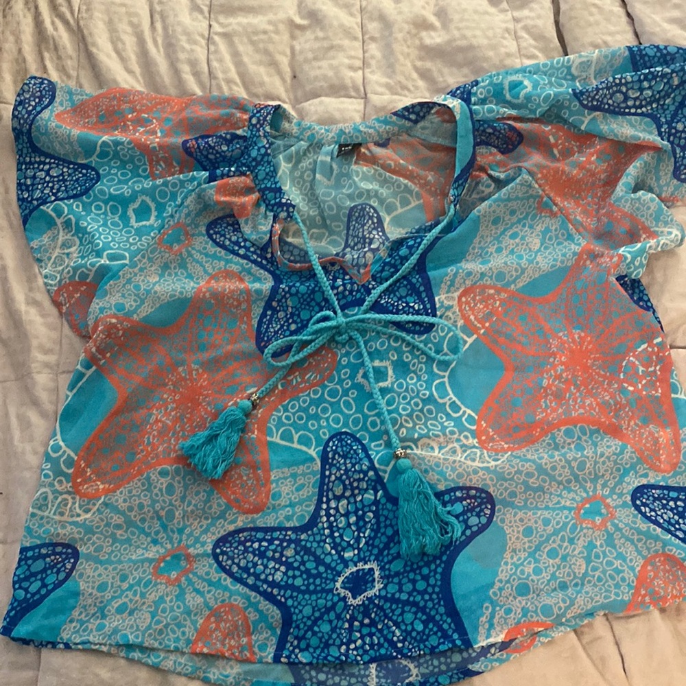 SHEIN extra small, very thin, almost see-through, top blouse with tassels